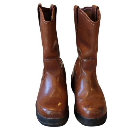 Wolverine Tan Leather Steel Toe Pull-on Work Boots Size 8